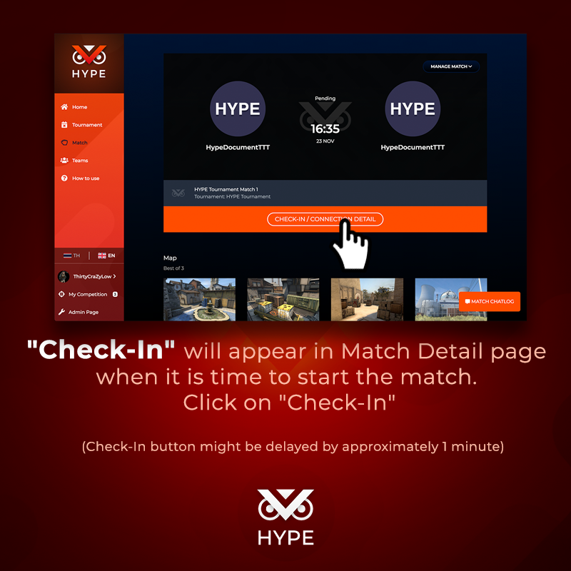 Players will check-in