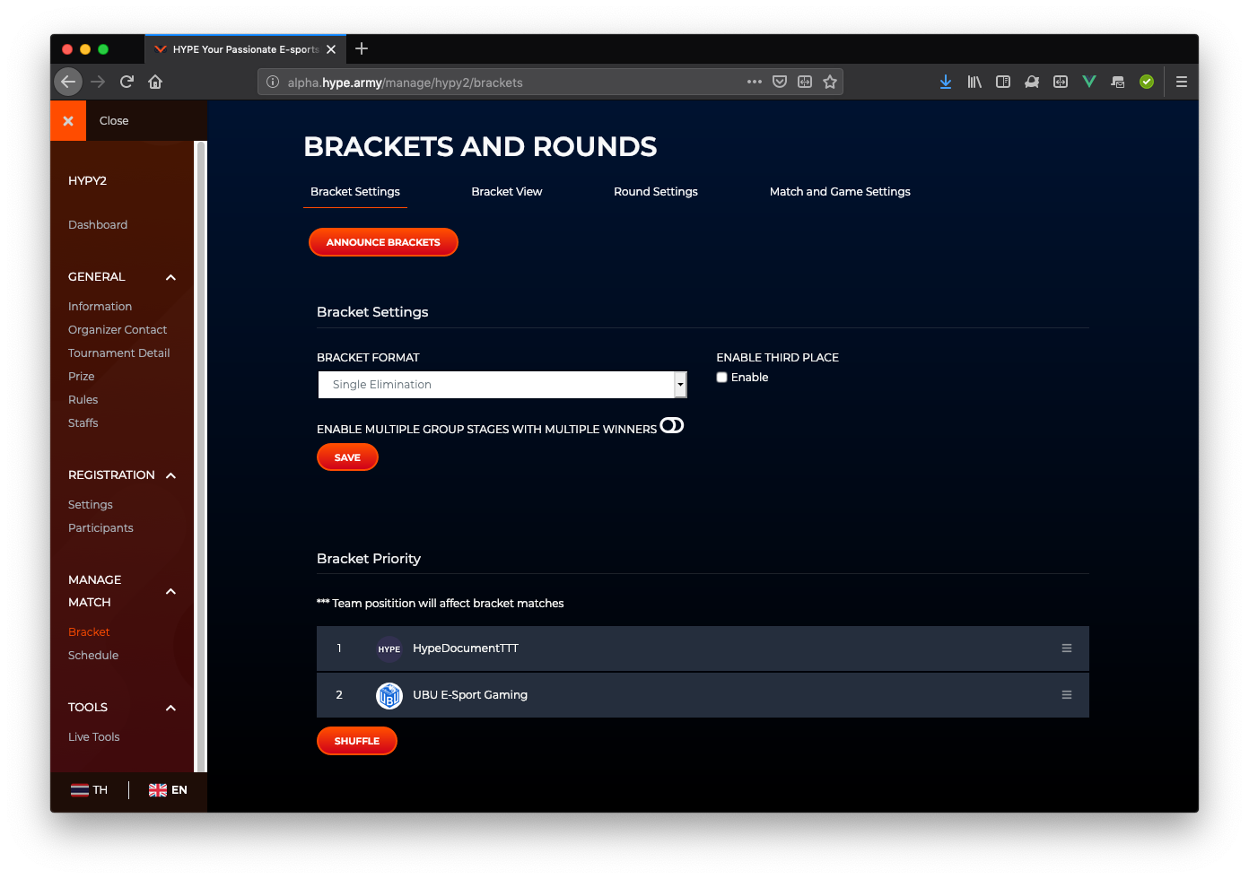 Choosing tournament format