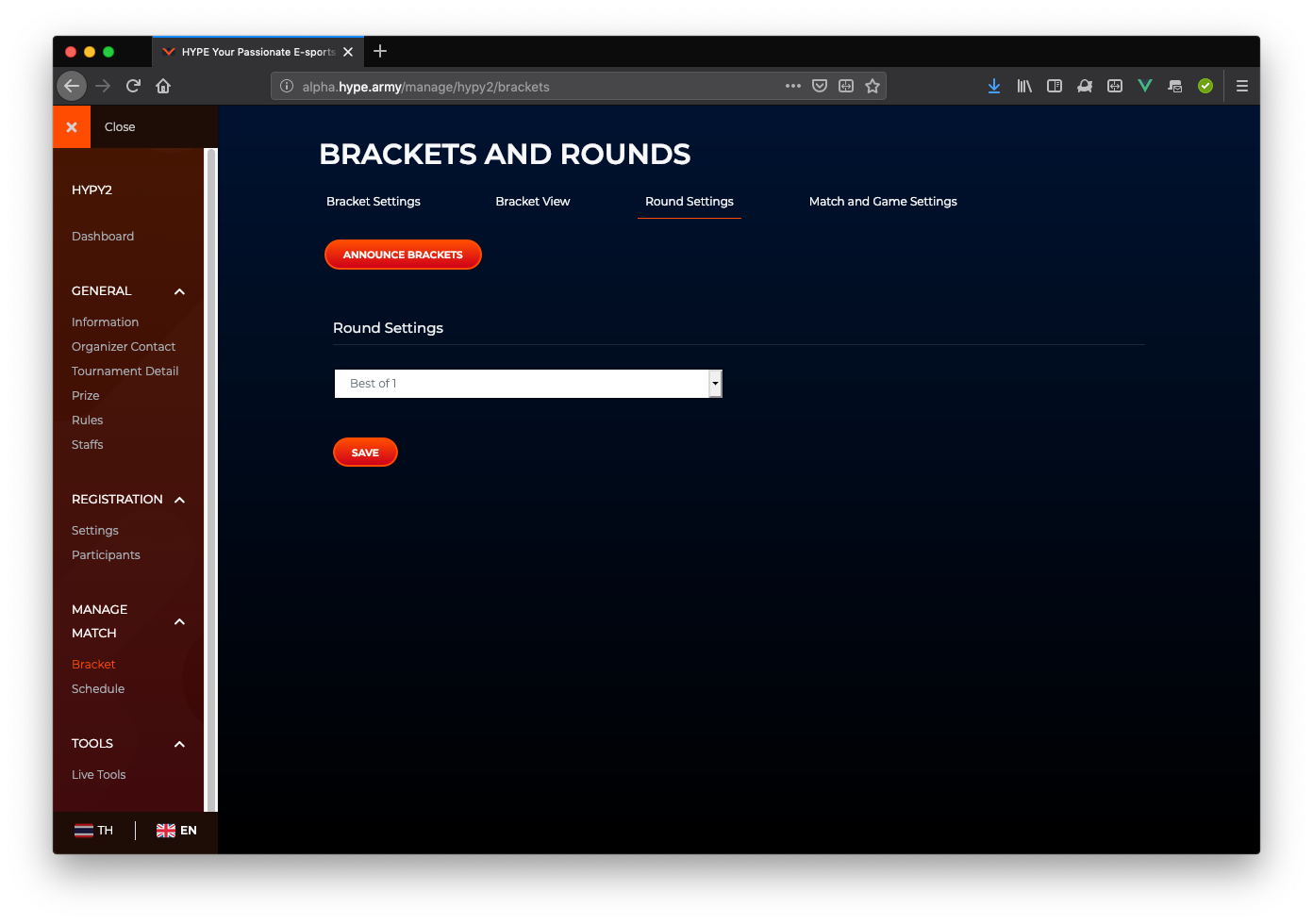 Setup the rules for each rounds