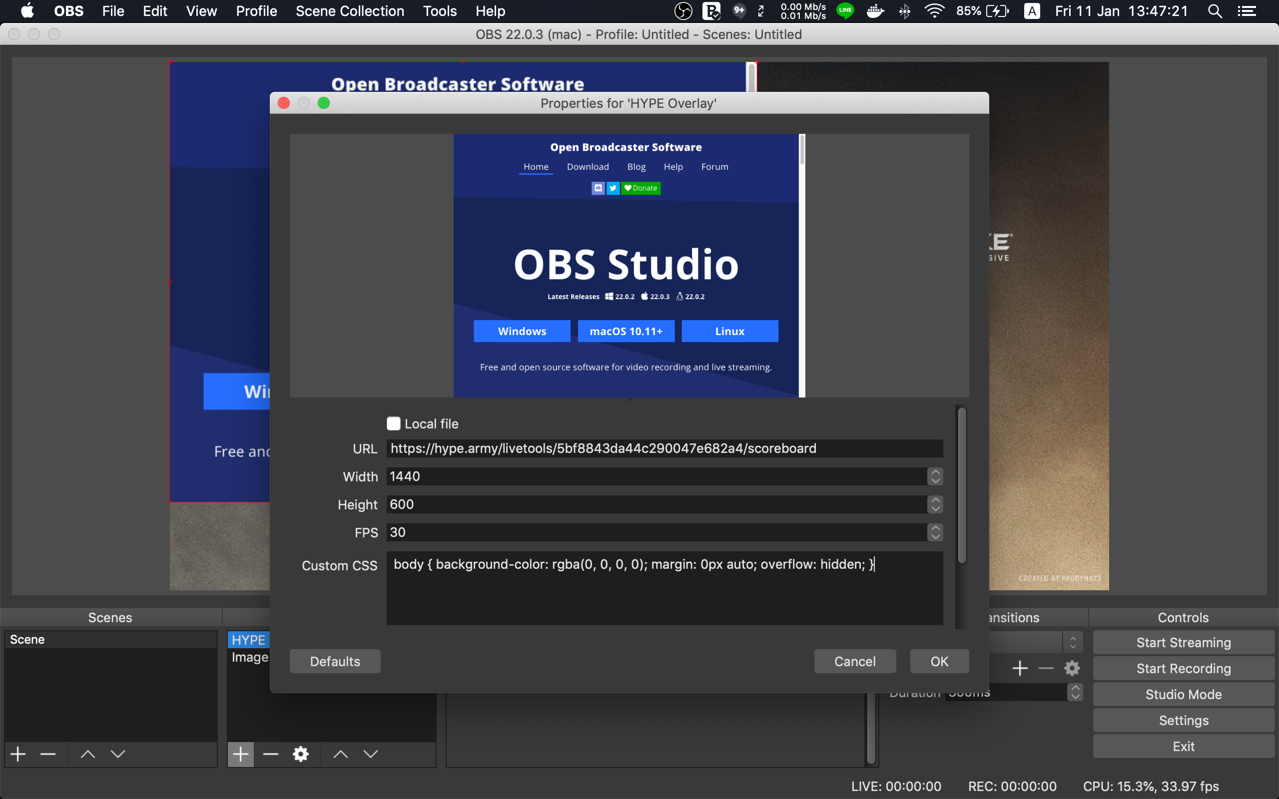 Using love tools in OBS